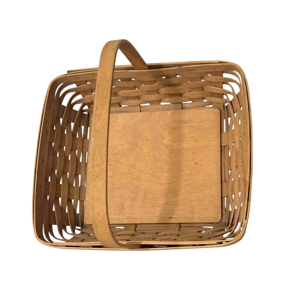 Longaberger 2005‎ Handmade Woven Wood Market Gathering Basket w/ Handle Vintage